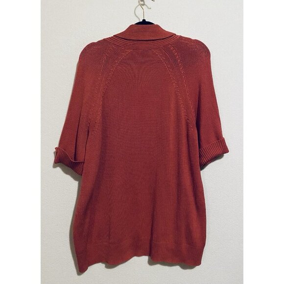 Talbots Cardigan Sweater Womens 1X Rose Pink Short Sleeve Open Front Layering - Picture 3 of 5